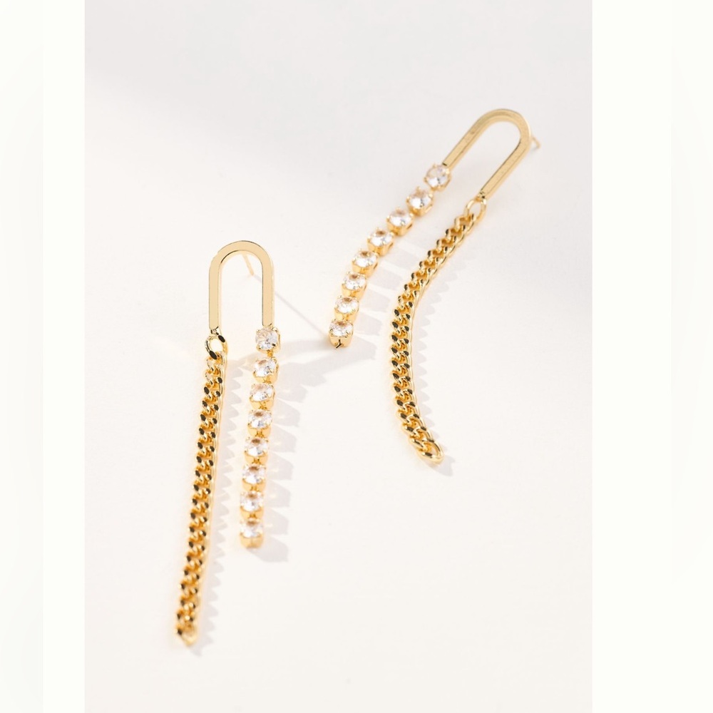 U shaped crystal drop earrings anthro NWT